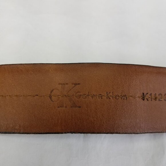 Calvin Klein Genuine Leather Belt Black Men's Size 34 Feather Edge 33"-37" USA - Picture 9 of 15